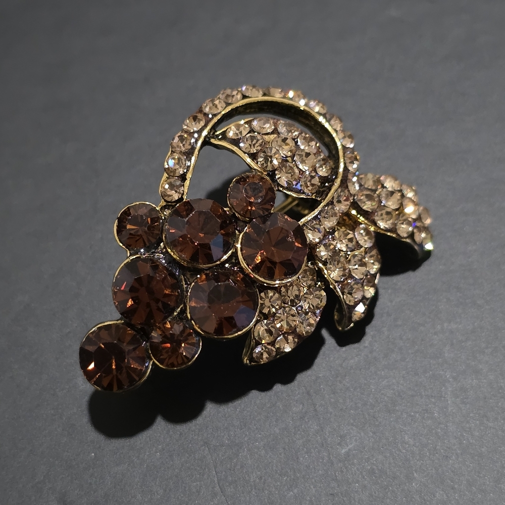 Rhinestone Grape Brooch